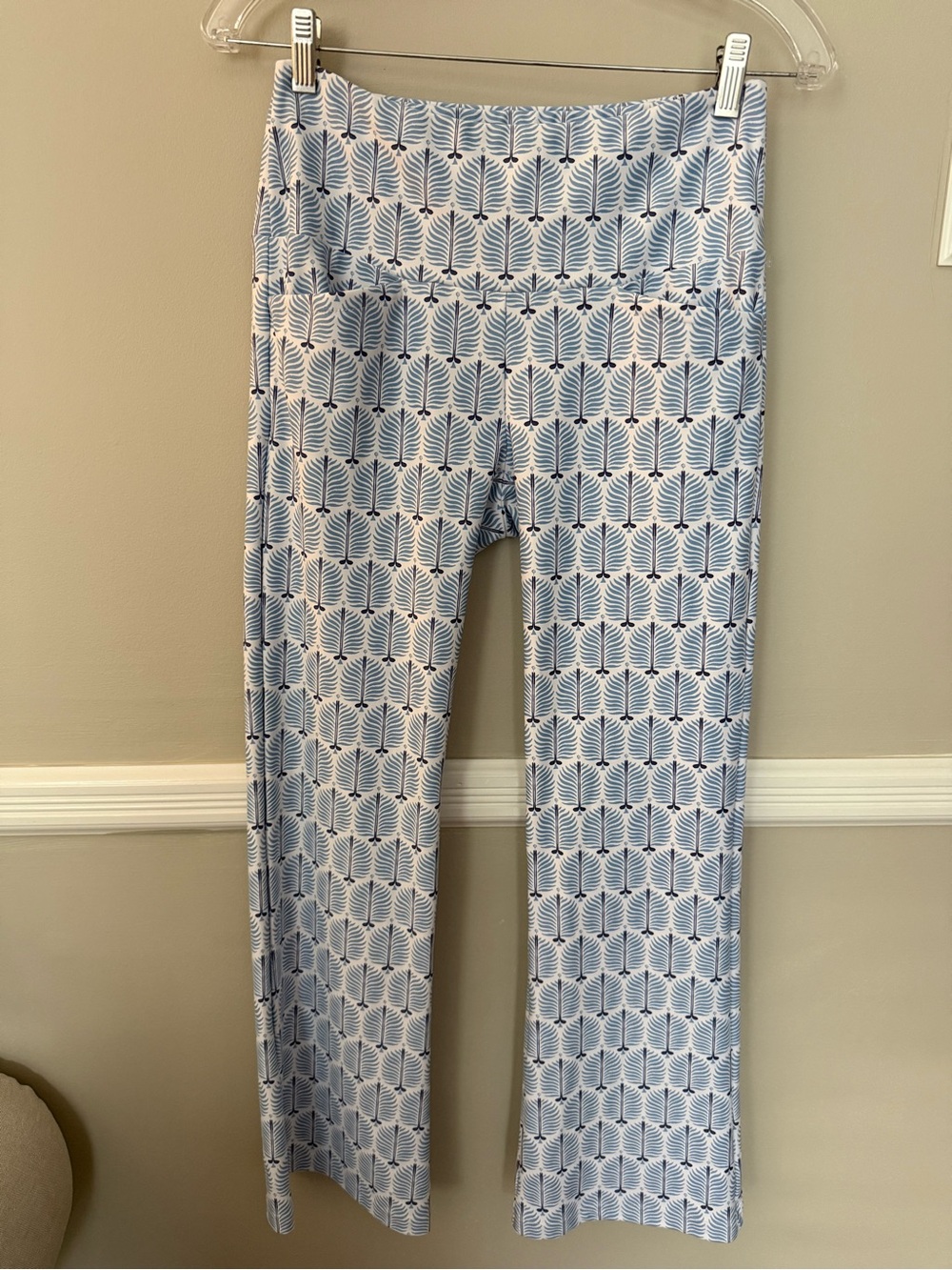 J. McLaughlin Blue & White Stretch Palazzo Pants in Sandbar Pattern - Sz XS